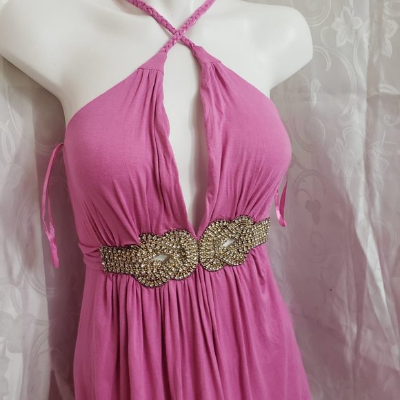 Kopa Women's Pink Cotton Blend Sleeveless Fit & Flare Midi Dress Size Small - Picture 11 of 13